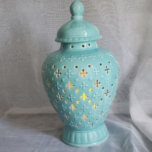 Pierced Glazed Ceramic Lantern Temple Jar